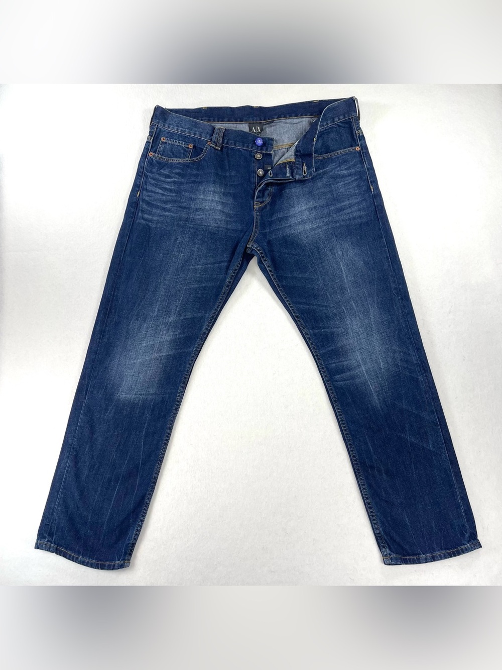 Armani Exchange AX Jeans Mens 38x30 Blue Denim Straight Leg Button Fly J66